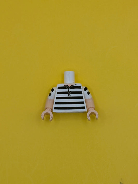 Torso Shirt, 5 Black Stripes Pattern / Light Nougat Arms with White Short Sleeves with 2 Black Stripes Pattern / Light Nougat Hands 973pb2944c01 Lego