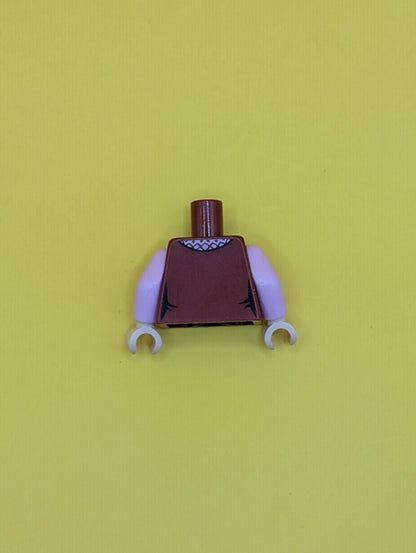 Torso Female Vest Closed with Bright Pink Collar with Diamonds, Gold Pendant Necklace, Light Nougat Neck Pattern / Bright Pink Arms / Light Nougat Hands 973pb3221c01 Lego