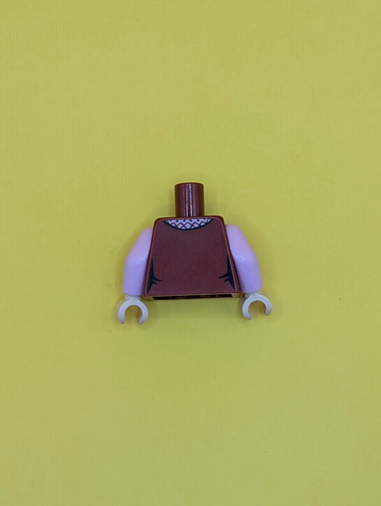 Torso Female Vest Closed with Bright Pink Collar with Diamonds, Gold Pendant Necklace, Light Nougat Neck Pattern / Bright Pink Arms / Light Nougat Hands 973pb3221c01 Lego