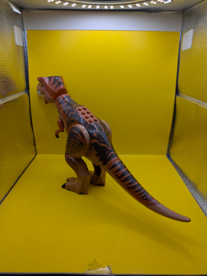 Dinosaur Tyrannosaurus rex trex04 with Dark Orange Back and Dark Brown Markings Jurassic World Lego Minifigure