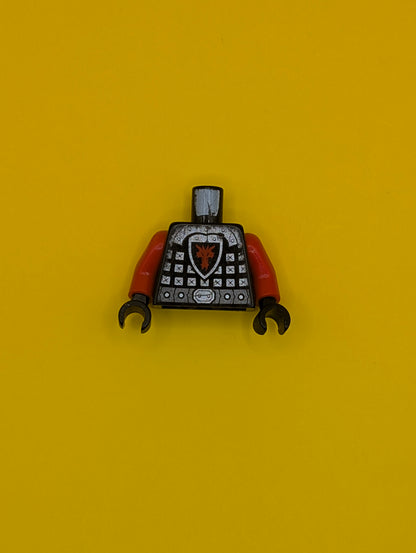 Torso Castle Dragon Knight Scale Mail with Dragon Shield and Shoulder Armor Front and Back Pattern / Red Arms / Black Hands 973pb1508c01 Lego