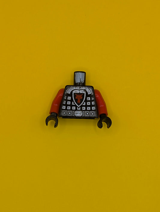 Torso Castle Dragon Knight Scale Mail with Dragon Shield and Shoulder Armor Front and Back Pattern / Red Arms / Black Hands 973pb1508c01 Lego