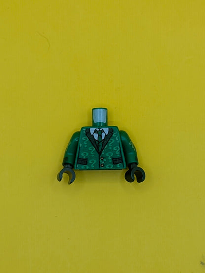 Torso Suit with Pockets, Tie, Shirt and Bright Green Question Marks Pattern / Green Arms with Bright Green Question Marks Pattern / Dark Green Hands 973pb2592c01 Lego