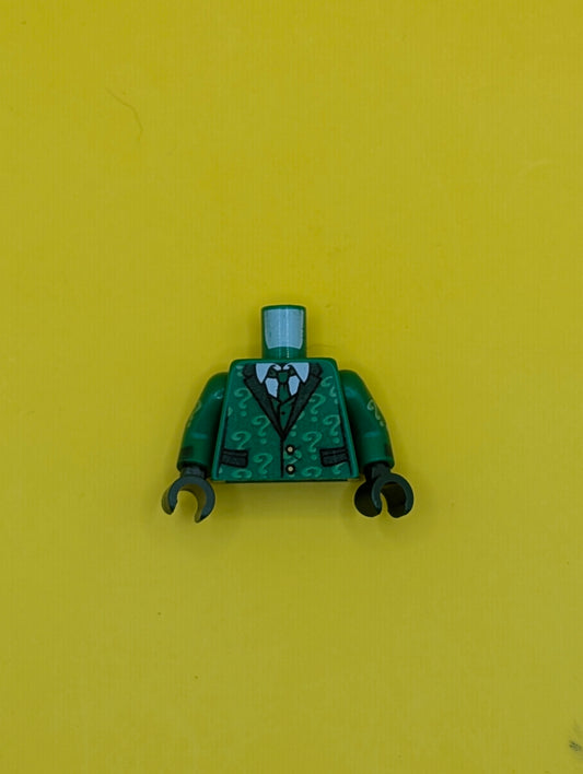 Torso Suit with Pockets, Tie, Shirt and Bright Green Question Marks Pattern / Green Arms with Bright Green Question Marks Pattern / Dark Green Hands 973pb2592c01 Lego