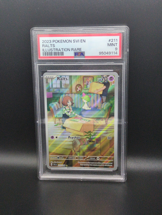 #211/198 Ralts Illustration Rare Scarlet & Violet PSA 9