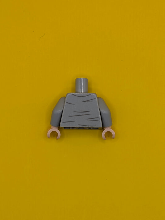 Torso Henley Shirt with Open Collar and Dark Bluish Gray Creases, Light Nougat Neck Pattern / Light Bluish Gray Arms / Light Nougat Hands 973pb3627c01 Lego