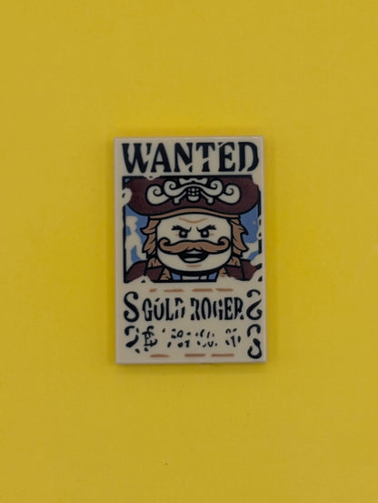 Gold D. Roger Wanted Poster Tile One Piece Lego Part