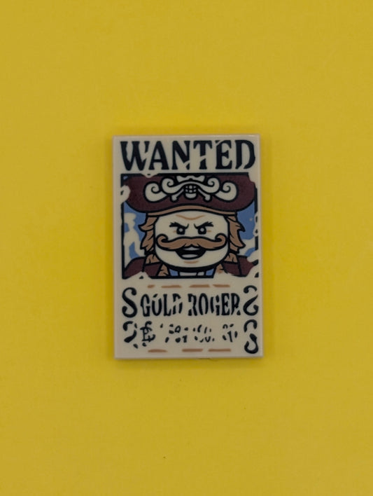 Gold D. Roger Wanted Poster Tile One Piece Lego Part