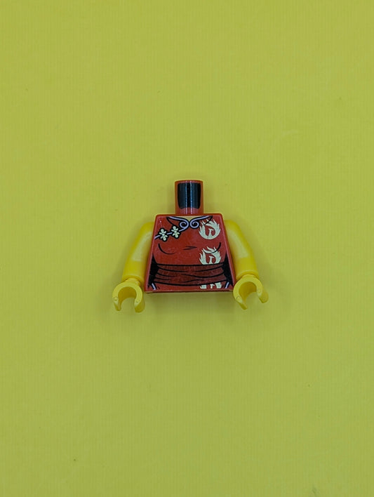 Torso Female Ninjago Robe with Dark Red Sash and Gold Phoenix Pattern / Yellow Arms / Yellow Hands 973pb0942c01 Lego