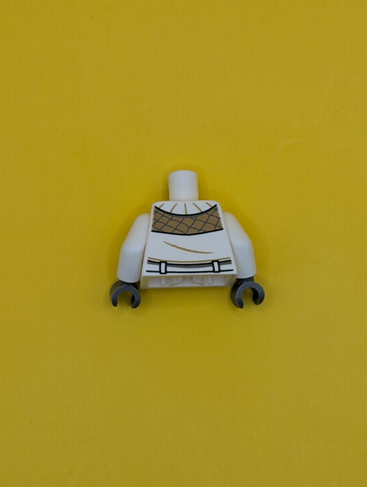 Torso SW Hoth Rebel Vest with ID Badge, Utility Belt, Large Buckle and Tan Scarf Pattern / White Arms / Dark Bluish Gray Hands 973pb3494c01 Lego