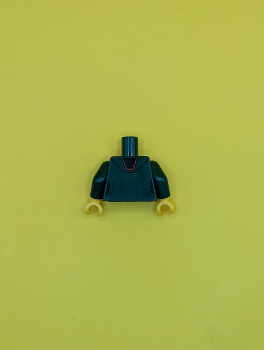 Torso Ninjago Female Robe over Bright Green Tunic with Sash and Black and Gold Trim Pattern / Dark Green Arms / Yellow Hands 973pb3024c01 Lego