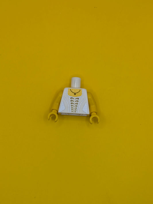 Torso Female Wedding Dress Robe with Gold Pattern and Necklace / Yellow Arms / Yellow Hands 973pb0963c01 Lego