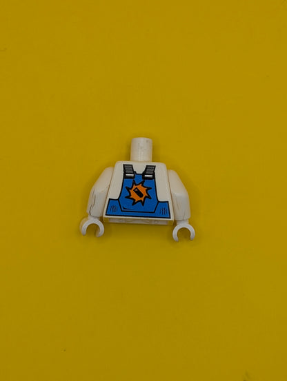 Torso Power Miners Blue Vest over Shirt with Collar Pattern / White Arms / White Hands 973pb0535c01 Lego