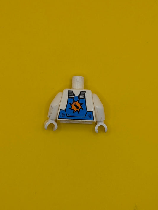 Torso Power Miners Blue Vest over Shirt with Collar Pattern / White Arms / White Hands 973pb0535c01 Lego