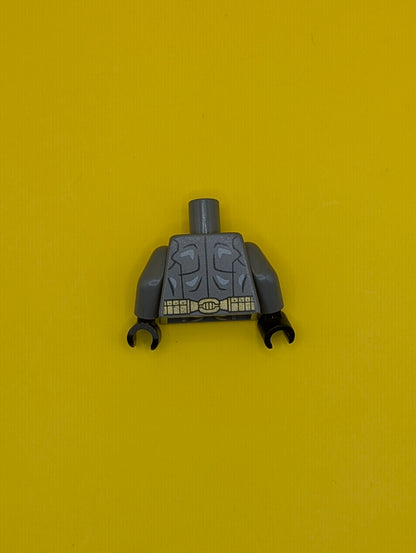 Torso Batman Logo with Muscles, Light Bluish Gray Shadow and Gold Belt Pattern / Dark Bluish Gray Arms / Black Hands 973pb1839c01 Lego