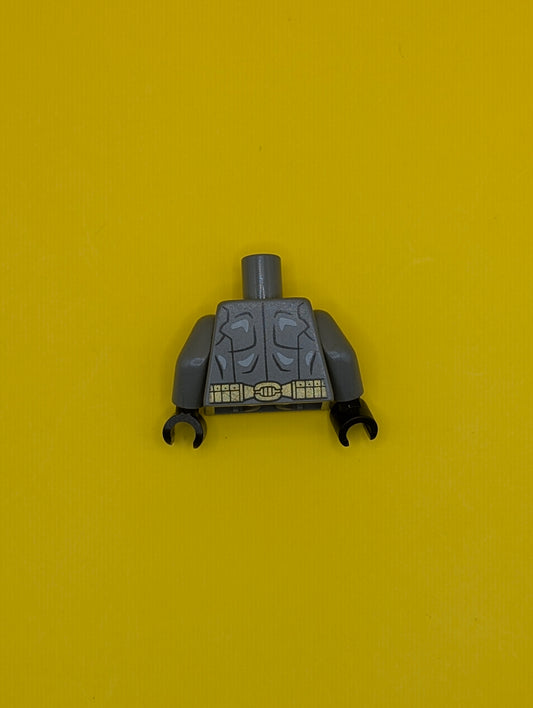 Torso Batman Logo with Muscles, Light Bluish Gray Shadow and Gold Belt Pattern / Dark Bluish Gray Arms / Black Hands 973pb1839c01 Lego