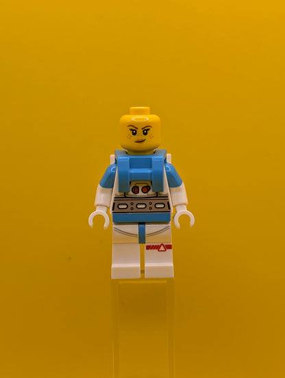 Lunar Research Astronaut cty1408 Female, White and Dark Azure Suit, White Helmet, Metallic Gold Visor, Freckles City Lego Minifigure