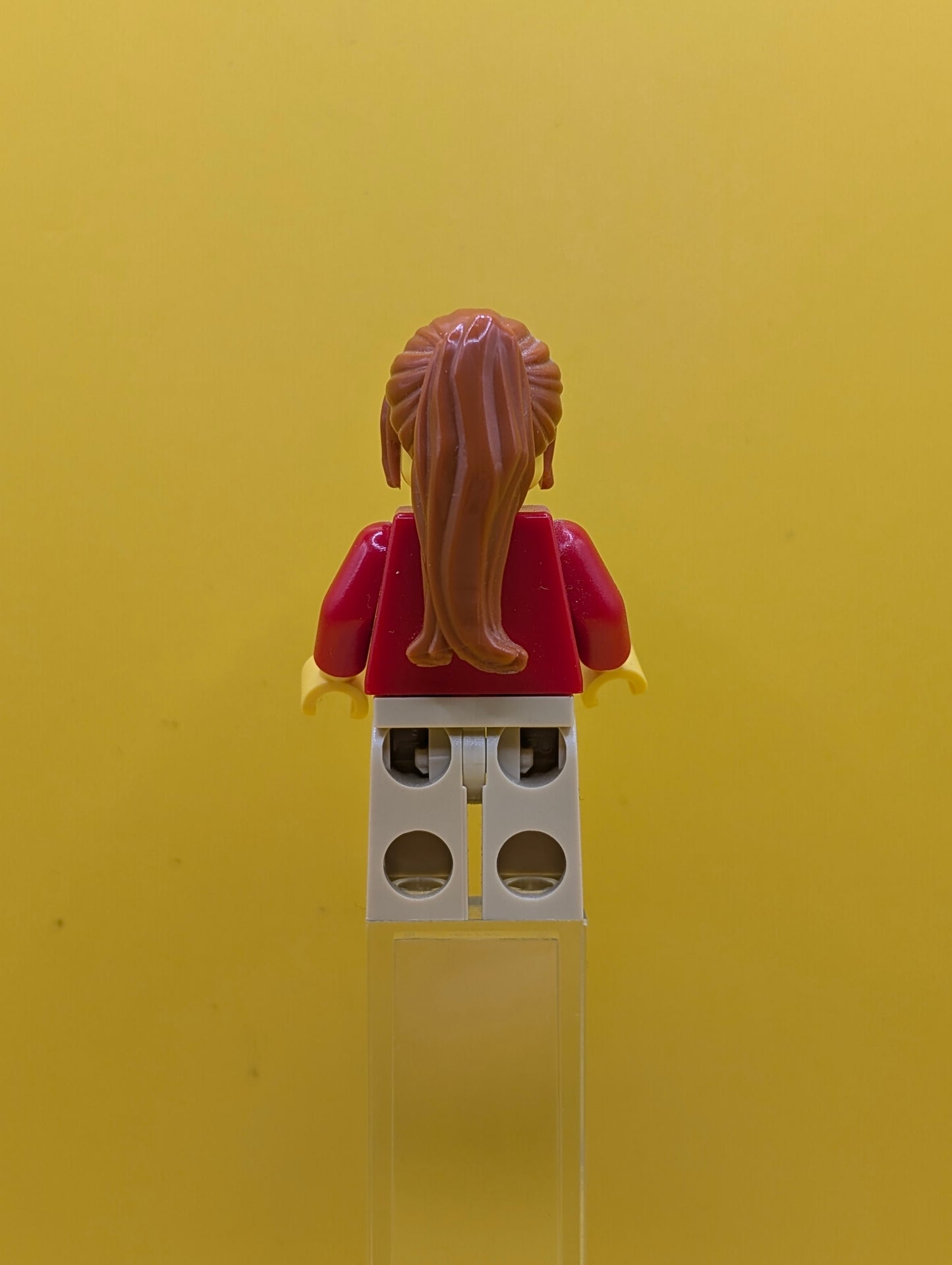 Post Office twn146 White Envelope and Stripe, Tan Legs, Dark Orange Ponytail Long with Side Bangs City Lego Minifigure