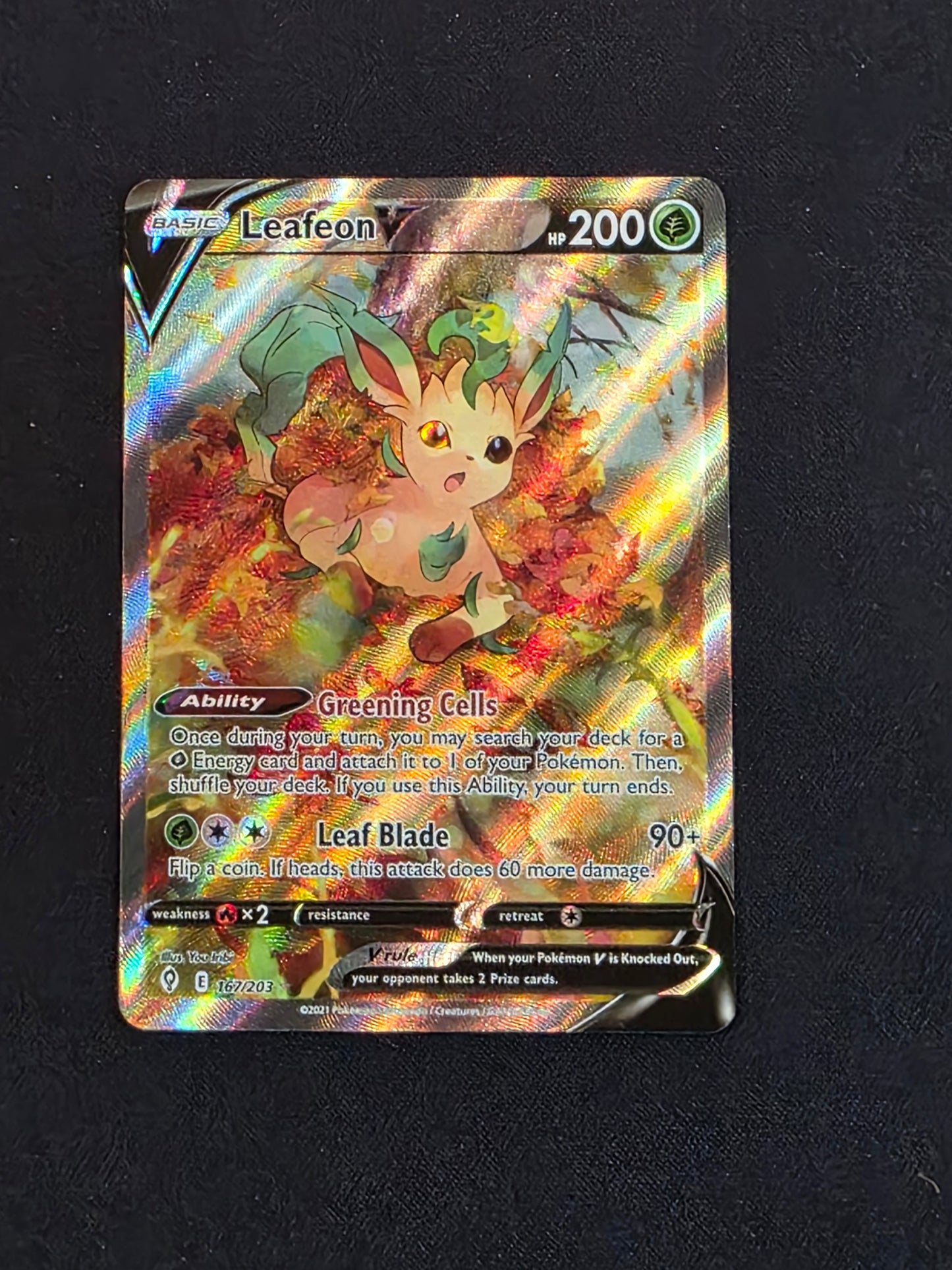 #167/203 Leafeon V Evolving Skies