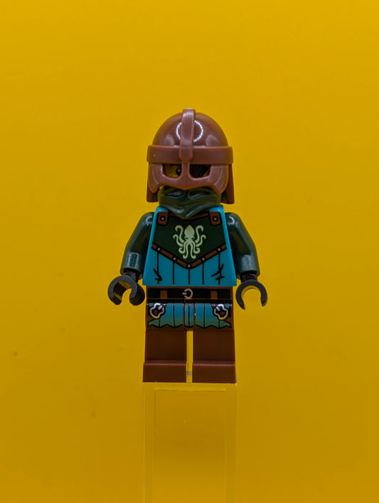 Kraken Warrior idea229 Male, Reddish Brown Helmet, Eye Patch Ideas Lego Minifigure