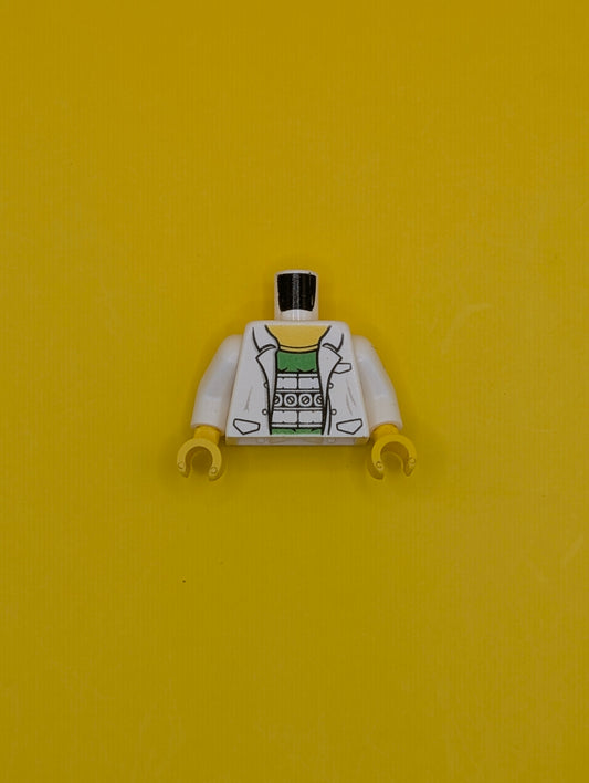 Torso Lab Coat with Pockets over Bright Green Shirt Pattern (Doc Ock) / White Arms / Yellow Hands 973pb1731c01 Lego