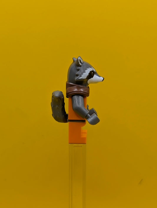 Rocket Raccoon sh0122 Orange and Reddish Brown Outfit, Dark Bluish Gray Head Marvel Lego Minifigure