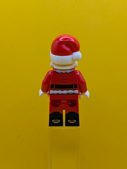 Santa hol368 Fur Lined Jacket with 2 Wrinkles on Back, Red Legs with Black Boots, Santa Hat with Printed Red Top Holiday Lego Minifigure