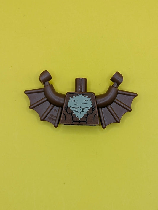 Torso Batman Bat with Tan Fur Pattern / Reddish Brown Arms with Wings / Reddish Brown Hands 973pb1644c01 Lego