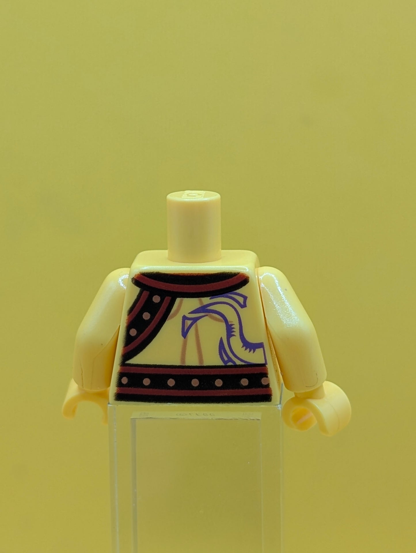 973pb1916c01 Torso Ninjago Bare Chest Muscles, Purple Snake Tattoos, Snake Buckle, Shoulder Strap Pattern / Yellow Arms / Yellow Hands Lego
