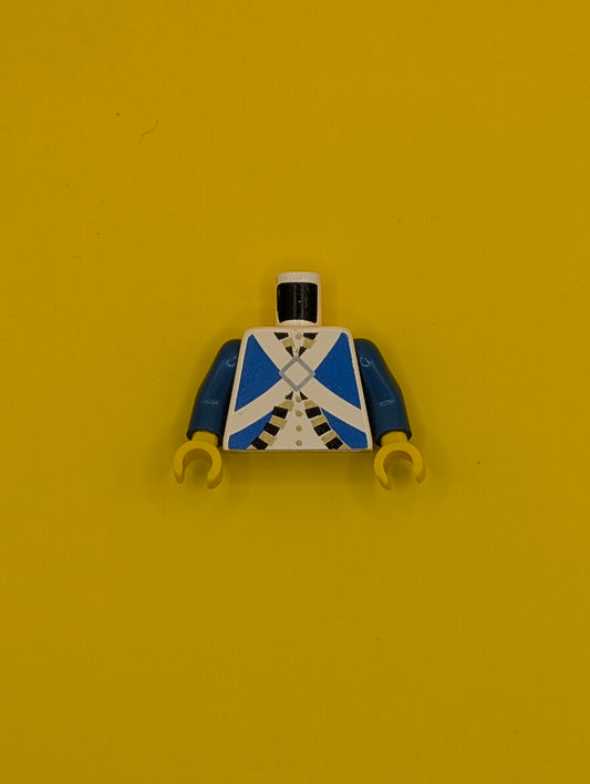 Torso Imperial Soldier Blue Uniform Jacket with Black and Gold Trim over Shirt with Buttons, Crossbelts with Silver Diamond Clasp Pattern (Bluecoat) / Blue Arms / Yellow Hands 973pb0204c01 Lego
