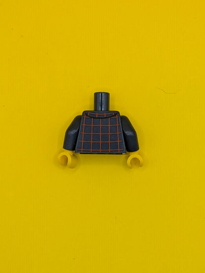 Torso Shirt Dark Red Plaid Front and Back, 4 White Buttons, Wide Yellow Neck Pattern / Dark Blue Arms / Yellow Hands 973pb2513c01