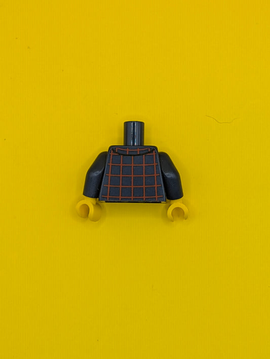 Torso Shirt Dark Red Plaid Front and Back, 4 White Buttons, Wide Yellow Neck Pattern / Dark Blue Arms / Yellow Hands 973pb2513c01