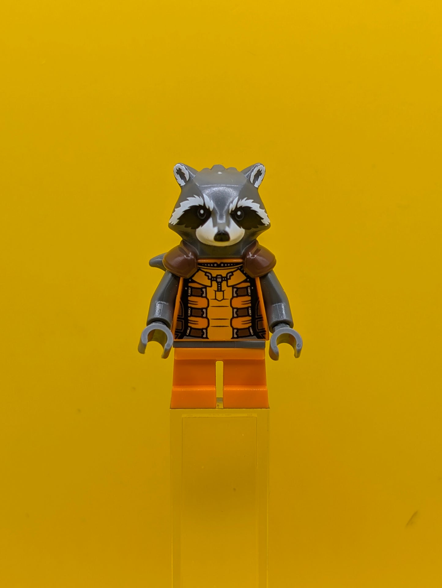 Rocket Raccoon sh0122 Orange and Reddish Brown Outfit, Dark Bluish Gray Head Marvel Lego Minifigure