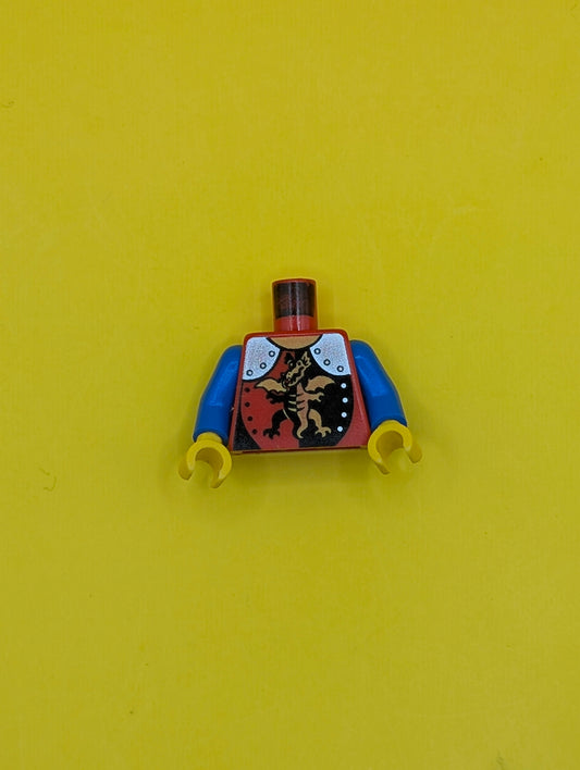 Torso Castle Armor with Standing Dragon and Silver Shoulders, Yellow Neck Pattern / Blue Arms / Yellow Hands 973pb0105c02 Lego