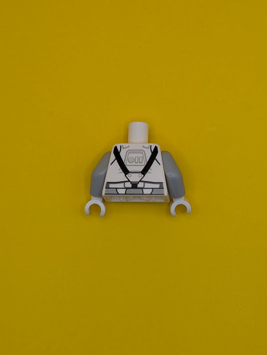 Torso SW Clone Pilot with Sand Blue Hoses, Light Bluish Gray Belt, Black Straps Pattern / Light Bluish Gray Arms / White Hands 973pb1540c01 Lego