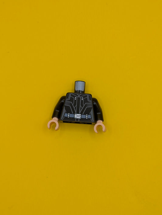 973pb2270c01 Torso Female Outline Jacket with Dark Bluish Gray Trim and Sand Blue Belt Pattern / Black Arms / Light Nougat Hands Lego Part