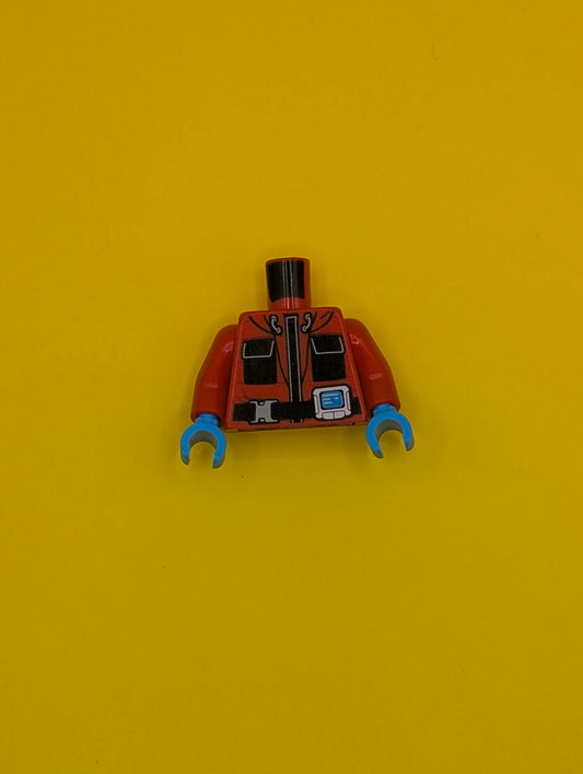 Torso Jacket with Monitor Device and Black Pockets Pattern / Red Arms / Dark Azure Hands 973pb3152c01 Lego