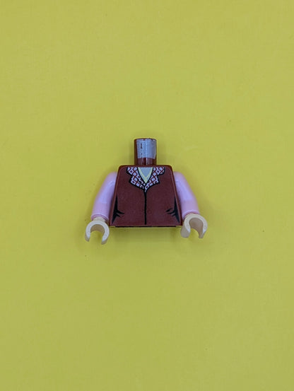 Torso Female Vest Closed with Bright Pink Collar with Diamonds, Gold Pendant Necklace, Light Nougat Neck Pattern / Bright Pink Arms / Light Nougat Hands 973pb3221c01 Lego