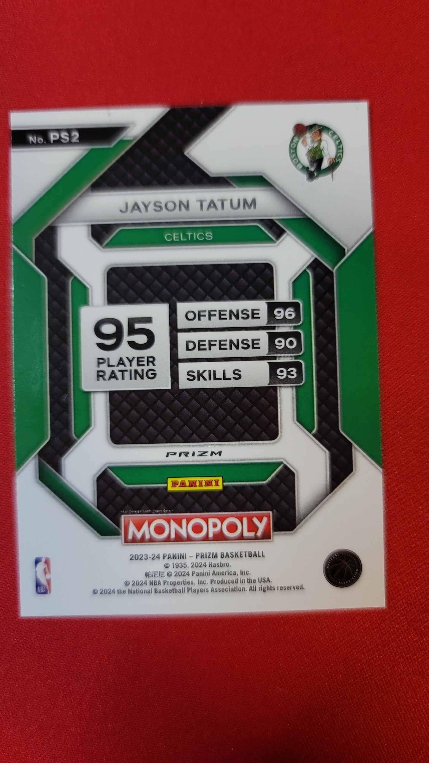 Jayson Tatum PS2 Monopoly Boston Celtics 2024 Panini Prizm Basketball 2024 Hasbro