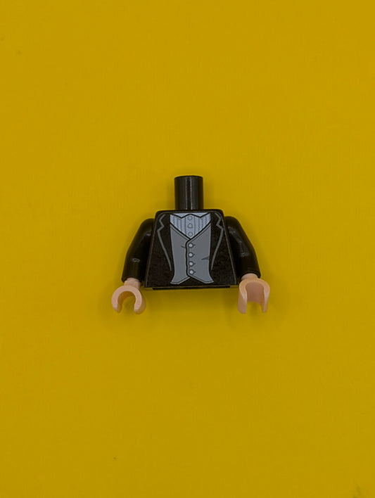 Torso Jacket, White Shirt with Pinstripes, Light Bluish Gray Vest Pattern / Black Arms / Light Nougat Hands 973pb3237c01