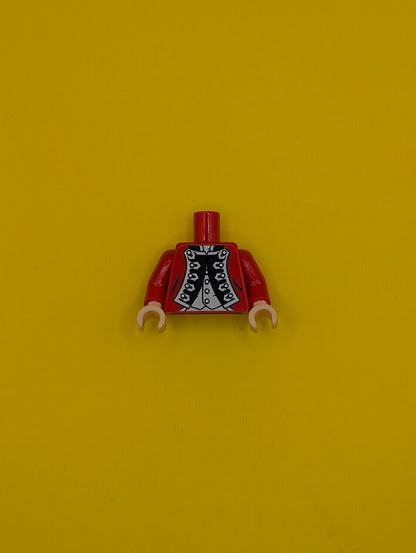 Torso PotC Officer's Uniform with White Vest and Gold Buttons Pattern (King George) / Red Arms / Light Nougat Hands 973pb0880c01 Lego