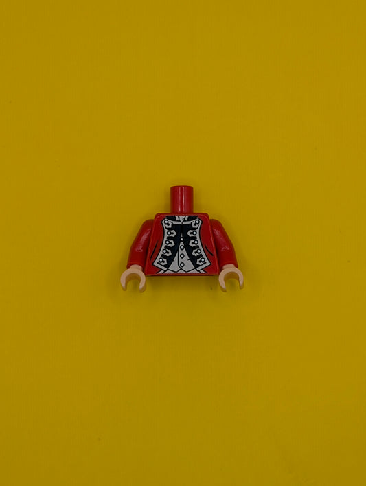 Torso PotC Officer's Uniform with White Vest and Gold Buttons Pattern (King George) / Red Arms / Light Nougat Hands 973pb0880c01 Lego