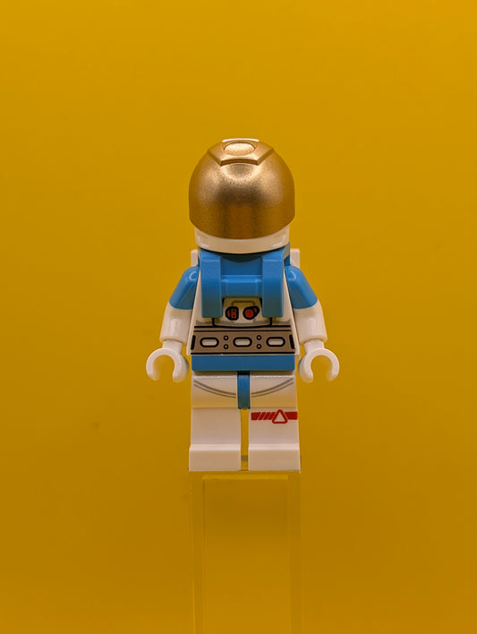 Lunar Research Astronaut cty1408 Female, White and Dark Azure Suit, White Helmet, Metallic Gold Visor, Freckles City Lego Minifigure