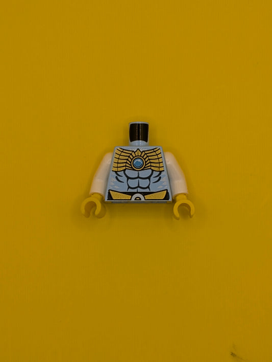Torso Chima Muscles Outline and Gold Belt and Shoulder Plate Pattern Front and Back / White Arms / Yellow Hands 973pb1301c01 Lego
