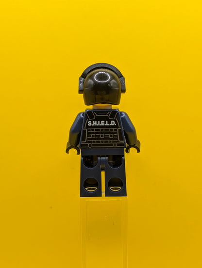 SHIELD Agent sh0919 Tony Stark, Tactical Vest, Black Helmet and Goggles Marvel Lego Minifigure