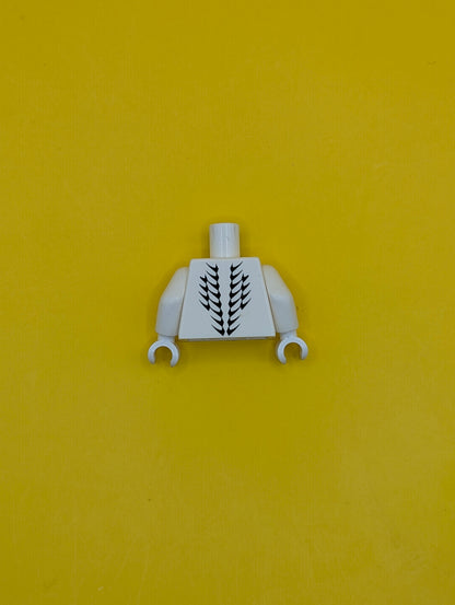 973pb1028c01 Torso Ninjago Snake with Red and Black Scales Thin, Light Bluish Gray Animal Tooth / Claw Necklace Pattern / White Arms / White Hands Lego Part