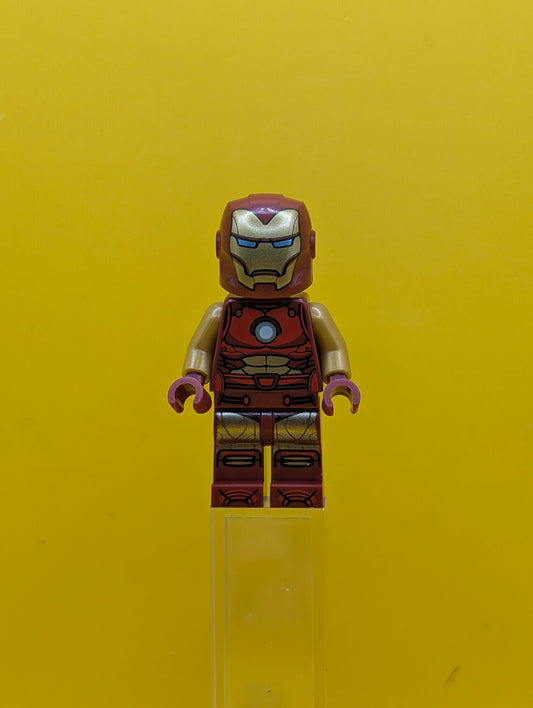 Iron Man sh0981 Dark Red and Gold Armor, Round Arc Reactor, Pearl Gold Arms, Hair Marvel Lego Minifigure