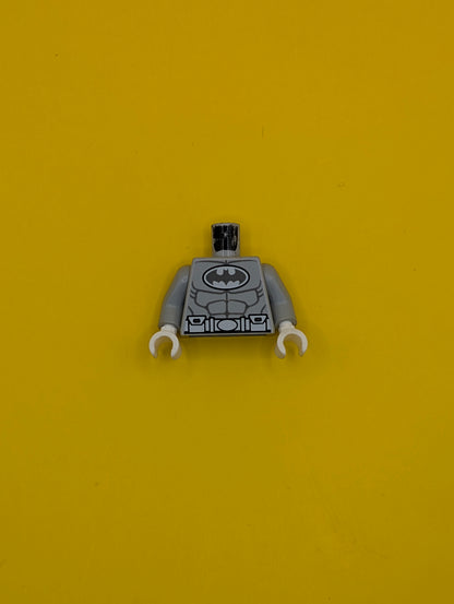 973pb1294c01 Torso Batman Logo in White Oval with Muscles and White Belt on Front and Back Pattern / Light Bluish Gray Arms / White Hands Lego Part