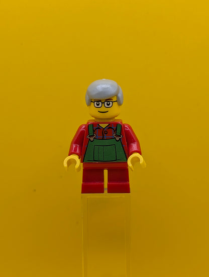 Overalls Farmer Green hol033 Short Red Legs, Glasses (Boy) Holiday Lego Minifigure