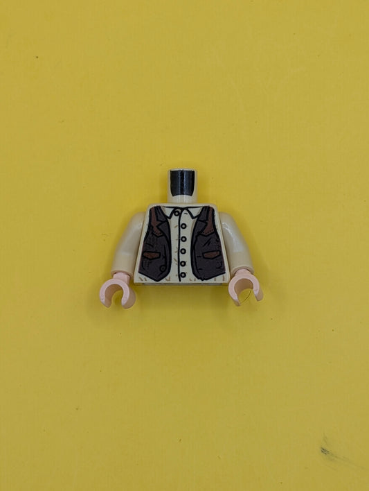 Torso Shirt with Buttons and Brown Western Style Vest Pattern / Tan Arms / Light Nougat Hands 973pb1451c01 Lego